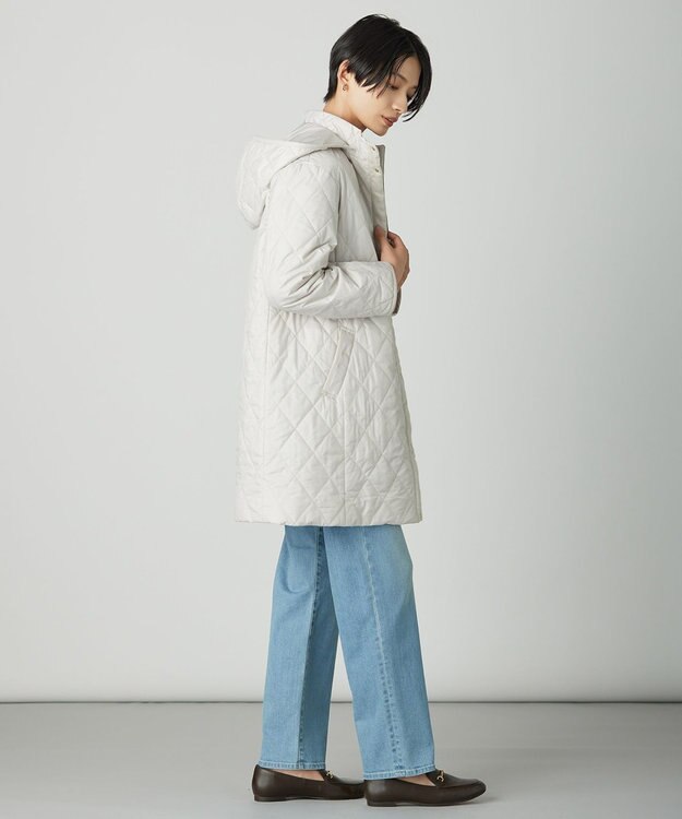 J.PRESS LADIES S 【WEB限定カラーあり・2way】コンパクトタフタキルティング  フーデッド コート アイボリー系