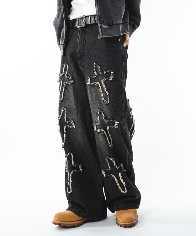 WEGO 【ユニセックス着用ITEM】フリンジデニムパンツ 柄4