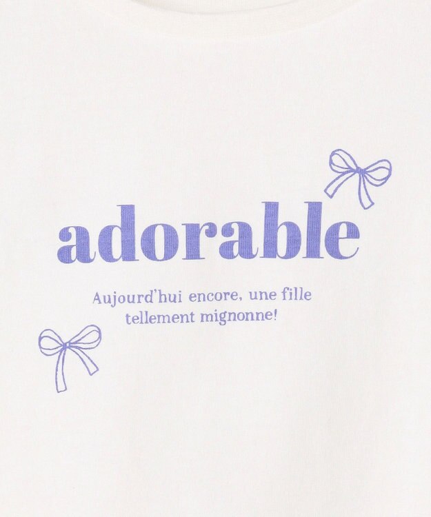 ANY KIDS 【一部店舗/WEB限定】【綿100%】プリント 半袖Tシャツ オフホワイト×ライン