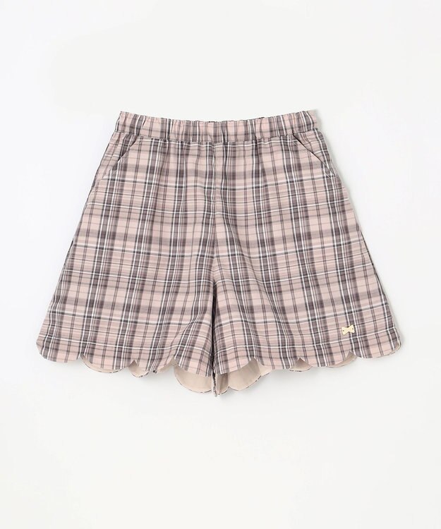 ANY KIDS 裾 スカラップ チェック パンツ ベージュ系チェック