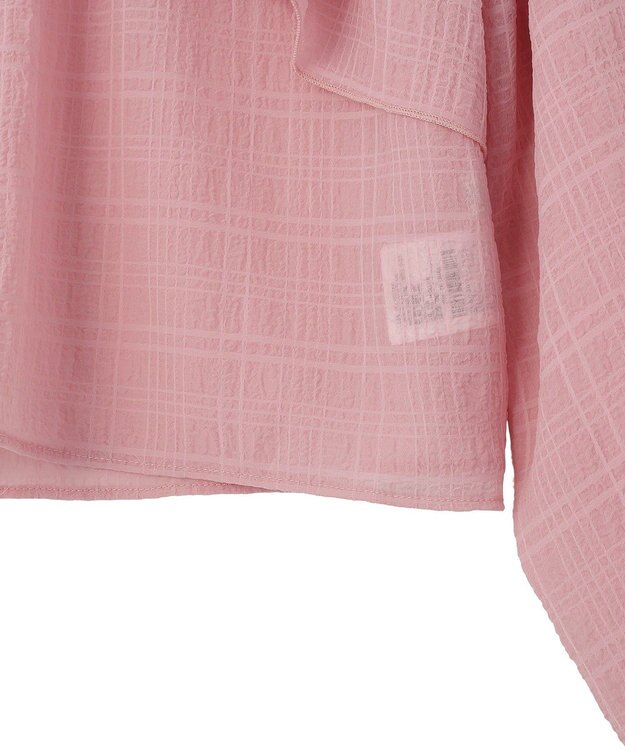earth music&ecology シアーチェック2wayオフショルブラウス Pink