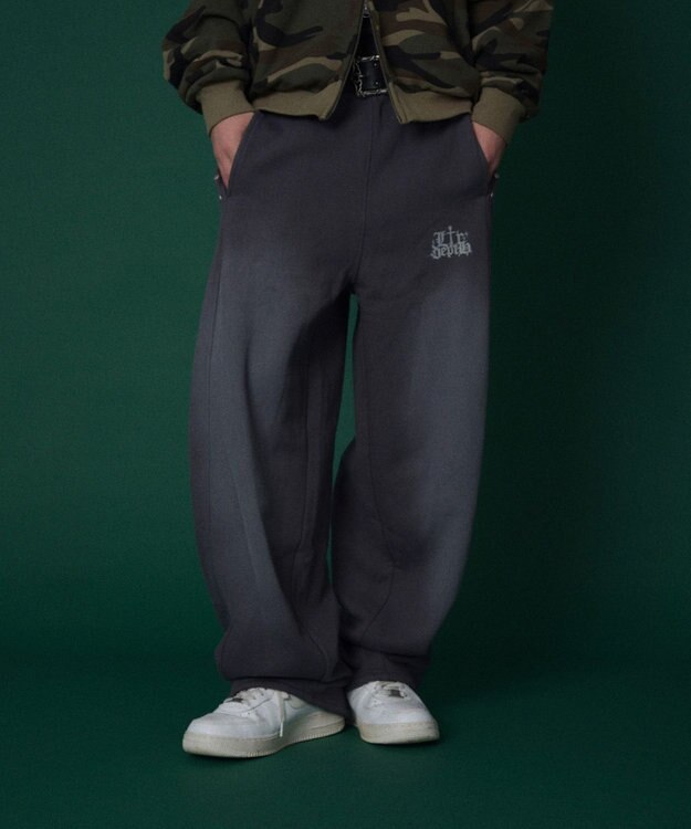 WEGO 【ユニセックス着用ITEM/ウエストゴム】ロゴスウェットパンツ スミクロ