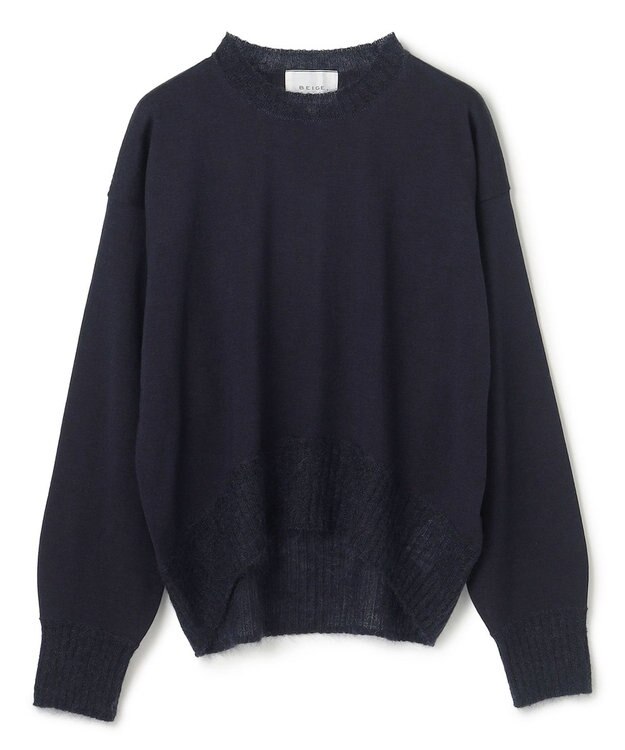 BEIGE， 【洗える】LA MONNAIE / モヘアMIXクルーネックニット Midnight