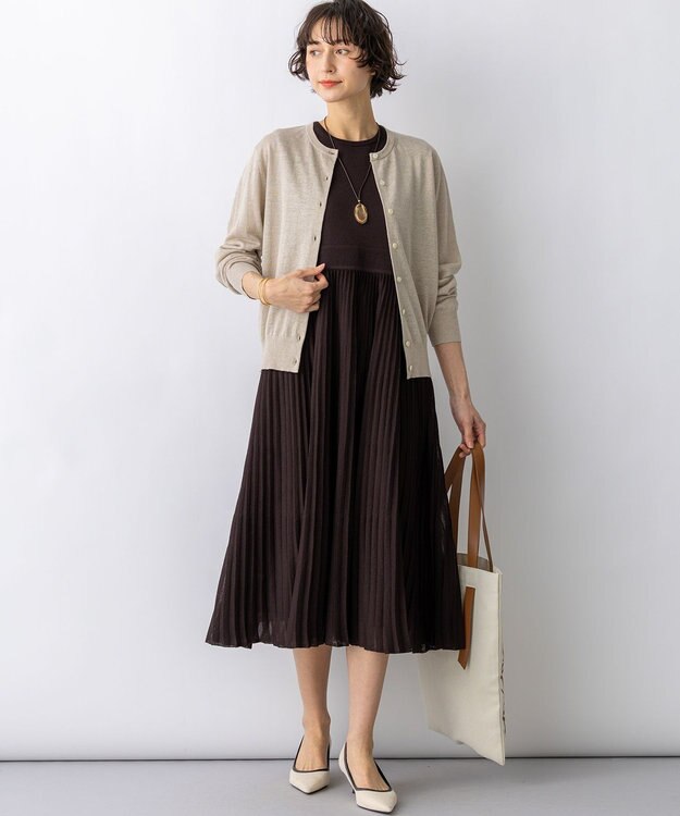 23区 【先行予約】プリーツニット ワンピース ダークブラウン系