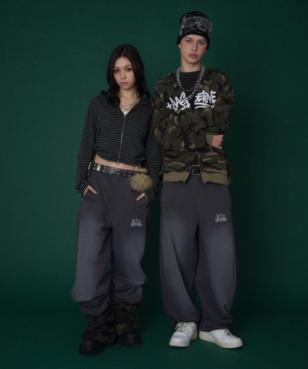 WEGO 【ユニセックス着用ITEM/ウエストゴム】ロゴスウェットパンツ スミクロ