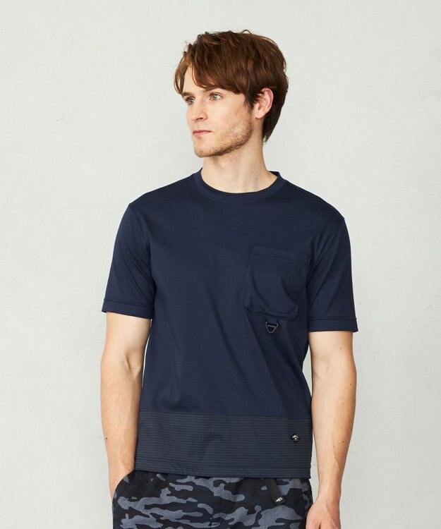 JOSEPH ABBOUD MOUNTAIN 【UNISEX】ASHA_OGリップコンビＴシャツ ネイビー系
