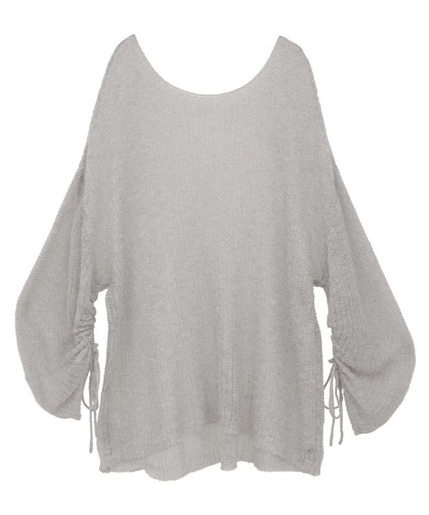 YECCA VECCA 袖シャーリングシアーニット Gray Mixture