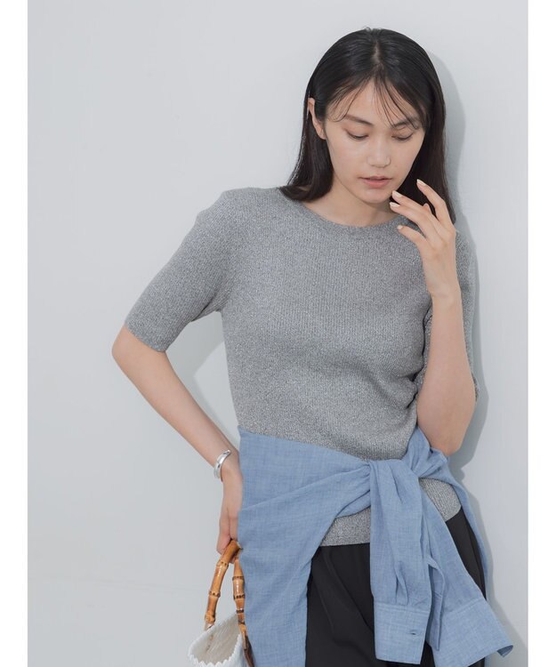 Te chichi ラメメランジリブニット グレー
