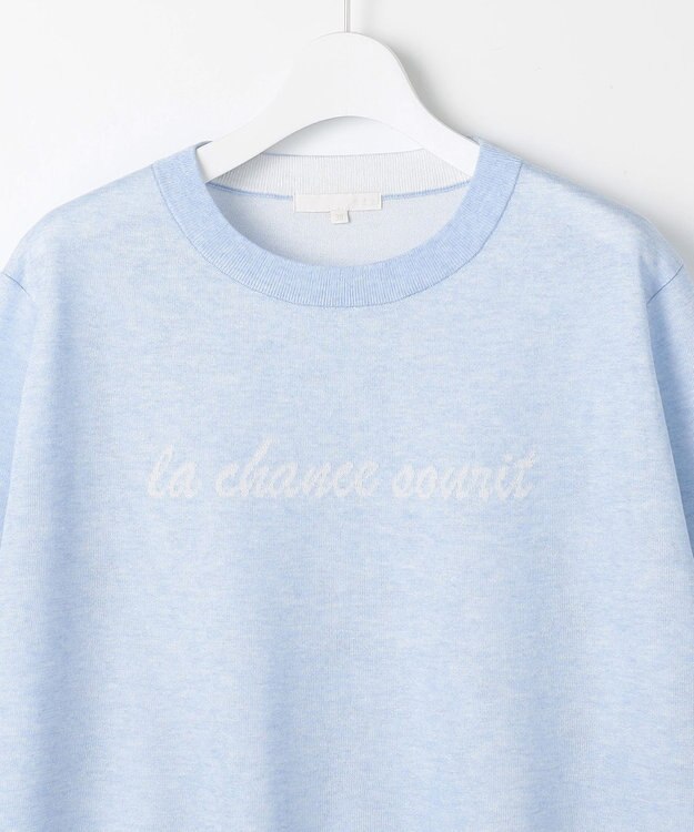 自由区 L グラフィックジャカード ニット サックス×オフ