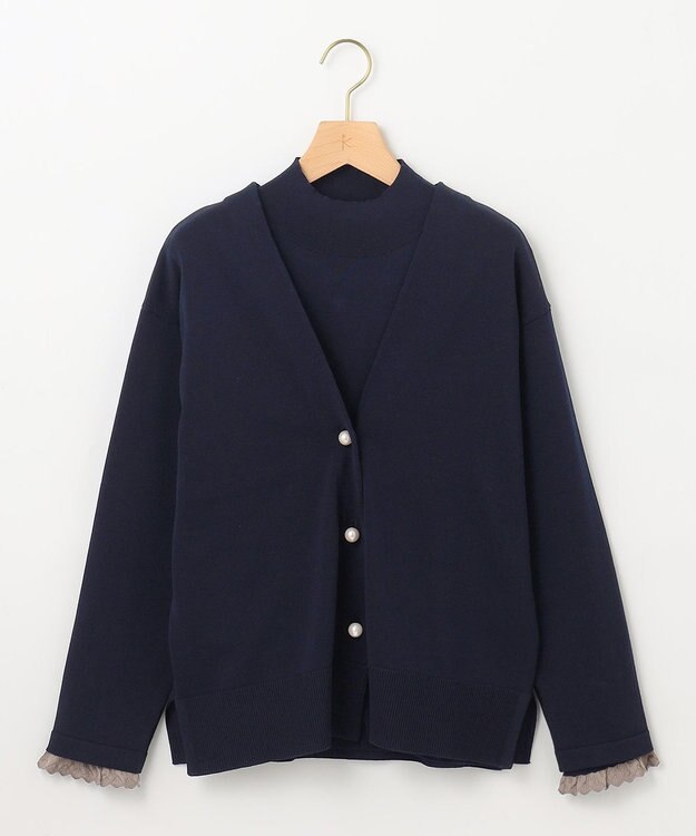 組曲 【2SET・WEB限定】パールボタン配色フリルツイン セット ネイビー系