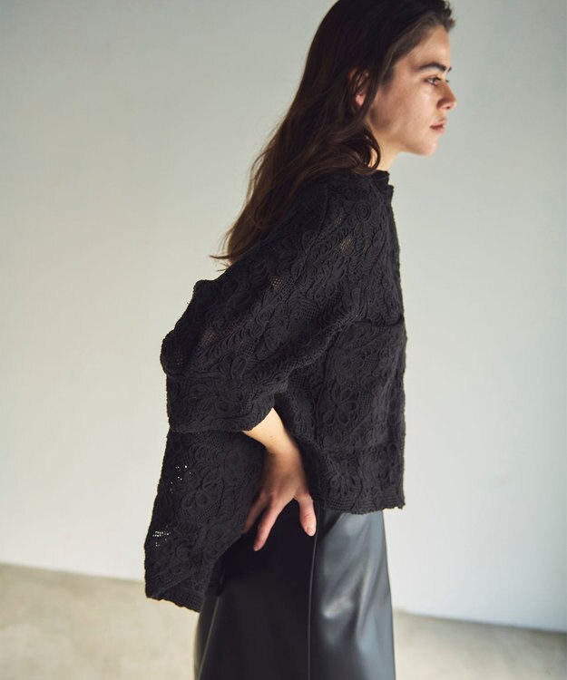 GRACE CONTINENTAL バックタックレースシャツ ブラック