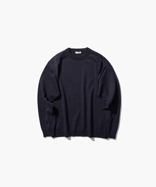 ATON WOOL WASHI | クルーネックセーター - UNISEX NAVY