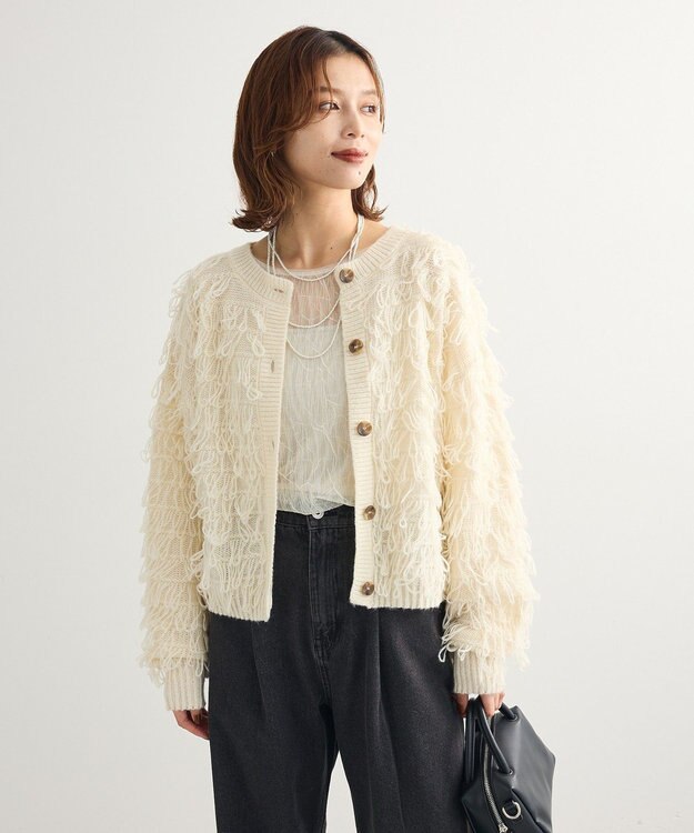 Green Parks ループニットカーディガン Ivory