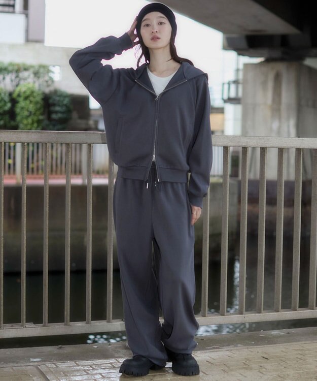 WEGO 【ユニセックス着用ITEM/MLサイズ展開/ウエストゴム】ボンディングスウェットパンツ ブラック中濃色