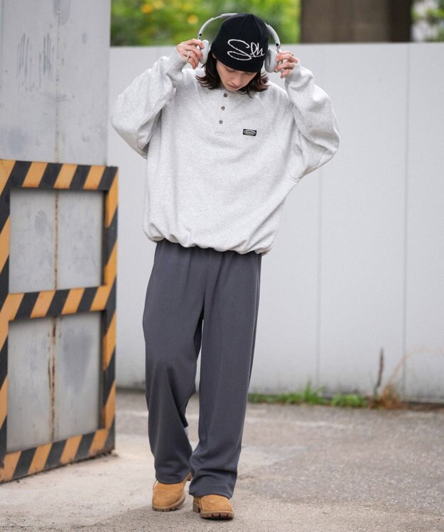 WEGO 【ユニセックス着用ITEM/MLサイズ展開/ウエストゴム】ボンディングスウェットパンツ ブラック中濃色