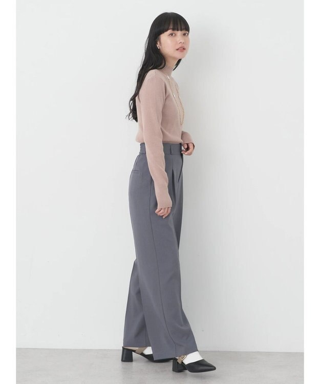 earth music&ecology ハイネックラメニットプルオーバー Mocha