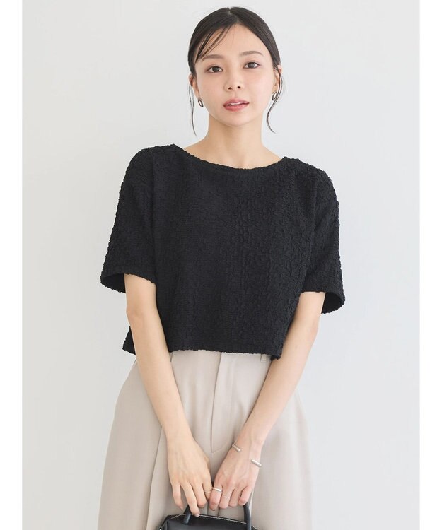 earth music&ecology ホイップ風ジャガードプルオーバー Black