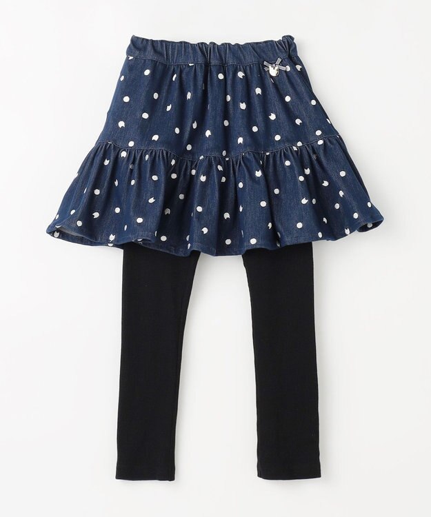 ANY KIDS ネコ×ドット刺繍 スキャッツ ネイビー