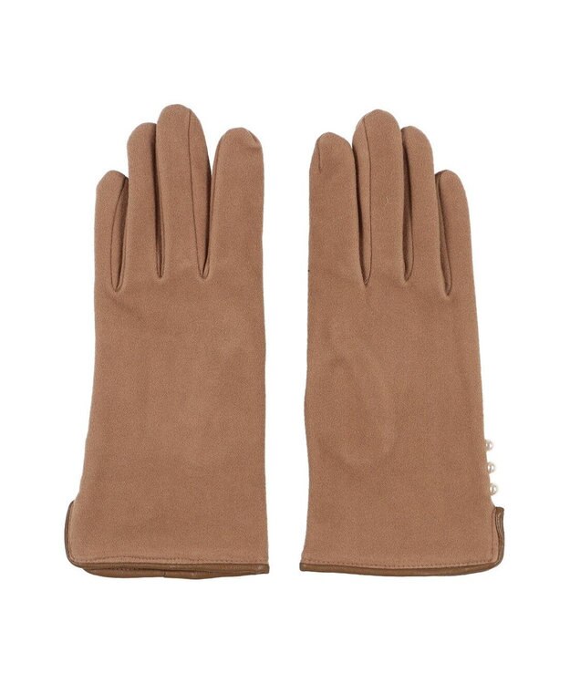 UNBILLION カシュネ cache nez / パールビーズ付きジャージー手袋 ブラウン
