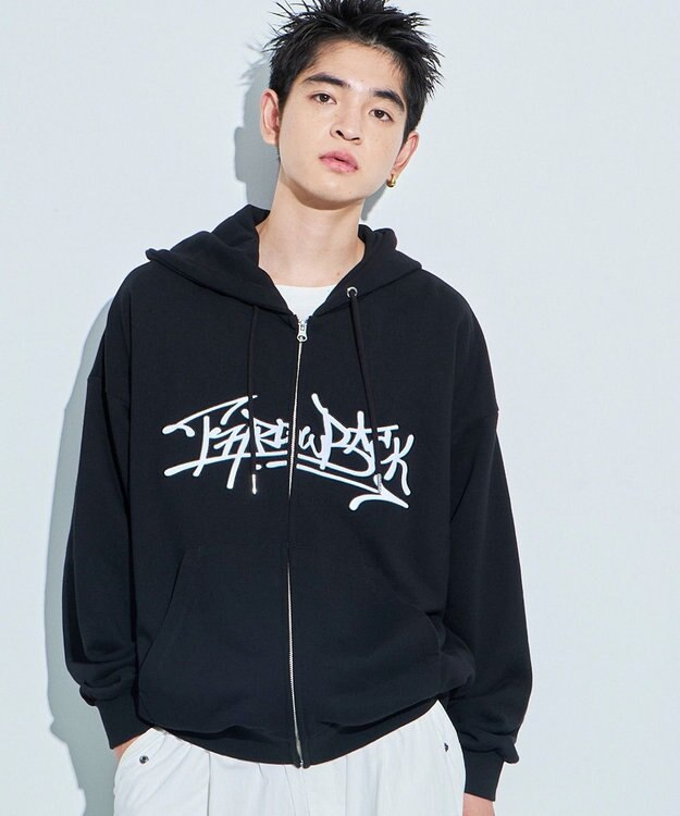 WEGO ワッペンロゴジップパーカー ブラック