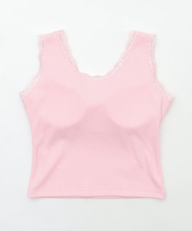 WEGO 【カップ付きインナー】カップインレースタンク ピンク