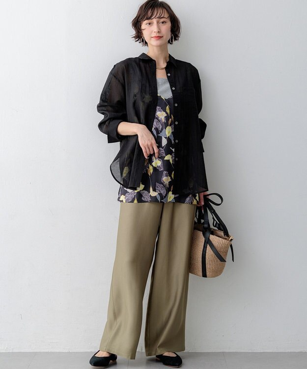 23区 S 【先行予約】リネンミックスシアースラブ オーバーシャツ ブラック系