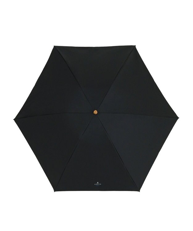 MOONBAT 【WEB限定】LANVIN en Bleu 晴雨兼用 折りたたみ傘 ワイド プレーン×ロゴ刺繍 一級遮光 遮熱 UV ブラック
