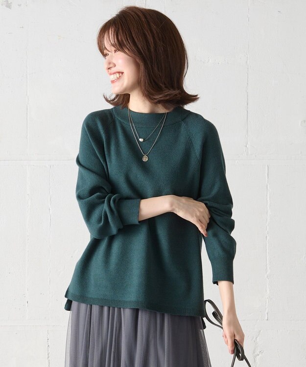 ANY 【洗濯機可能】しあわせタッチニットプルオーバー グリーン