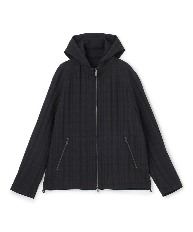 JOSEPH HOMME グレンチェックジャガードストレッチ  フ―ディーブルゾン ブラック系