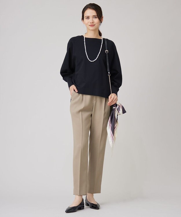 自由区 L 【洗える】ツイステッドダブルクロス テーパード パンツ モカ