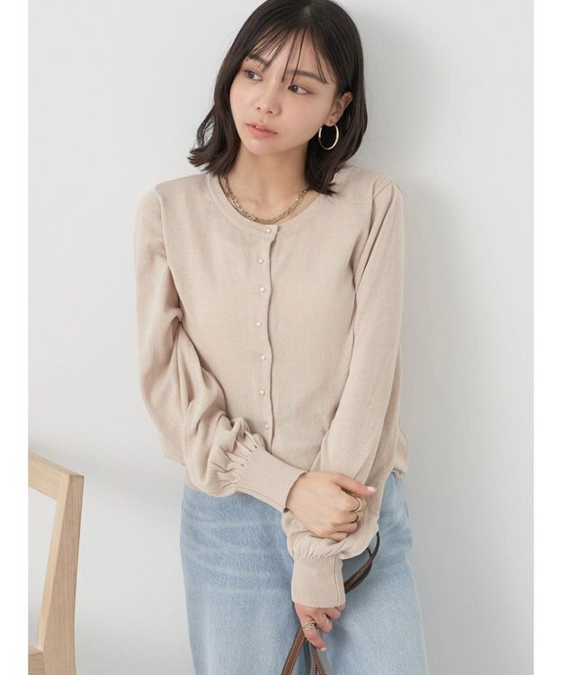 earth music&ecology 前後２ＷＡＹちびパールボタンカーディガン Beige