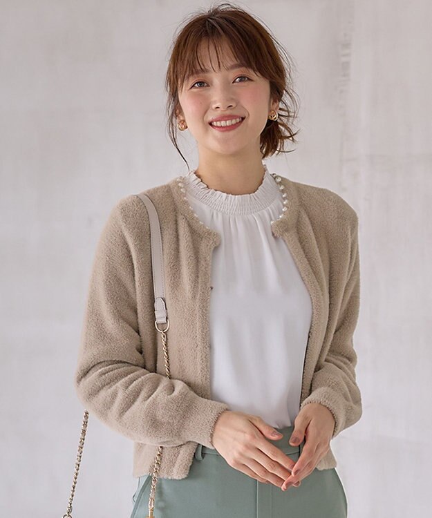 ANY SIS シャギーニット カーディガン ライトモカ