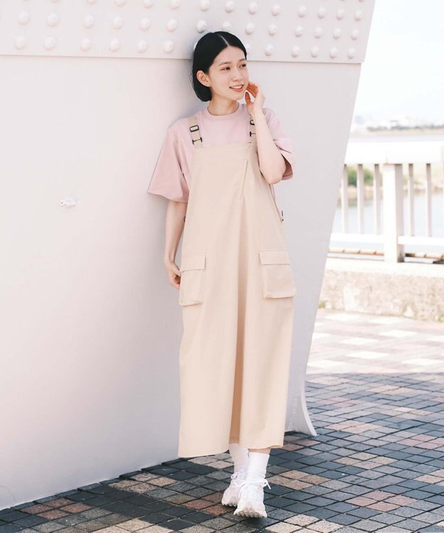 SHARE PARK LADIES 【撥水・UVカット・ストレッチ・軽量 】ナイロンジャンパースカート（S・Mサイズ） ベージュ系