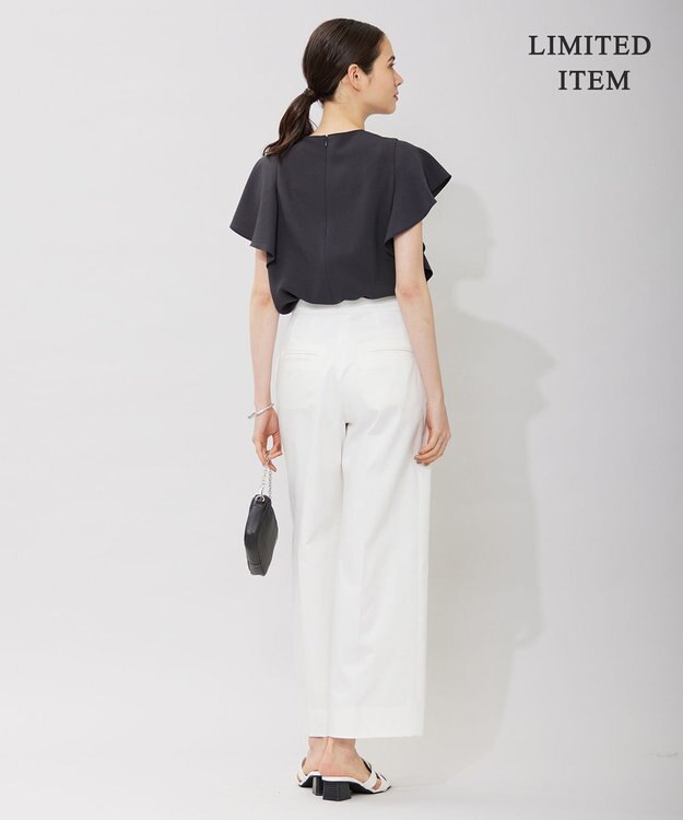 ICB 【WEB限定・洗える】BackSatinGeorgette ラッフルブラウス グレー系