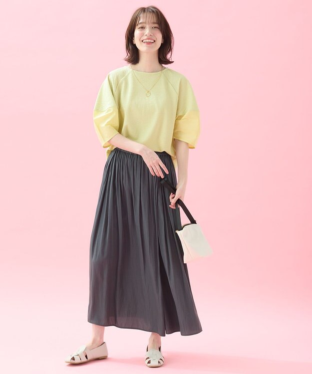 ANY L 【洗濯機可】サッカーランタンスリーブプルオーバー イエロー