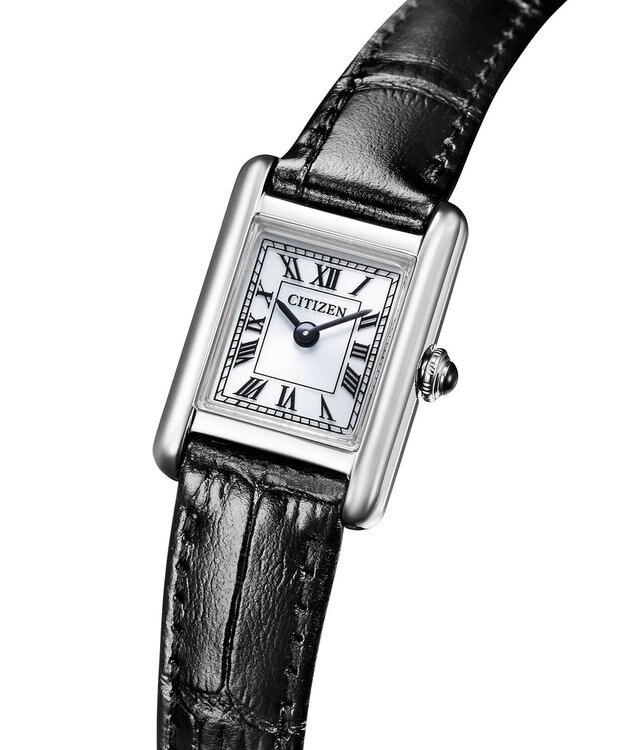 CITIZEN 【電池交換不要】ヴィンテージ調の小ぶりなスクウェアウオッチ EG2790-12A シルバー