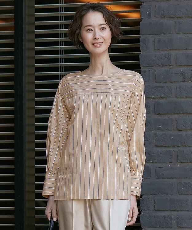 自由区 【XSサイズ～/洗える】SOMELOSシャーティング プルオーバーブラウス ベージュ系1