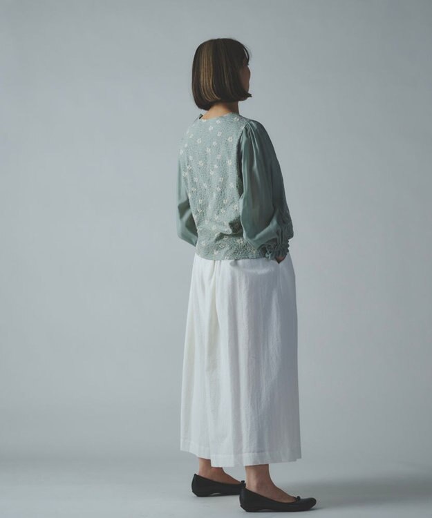 muuc 【手刺繍のような刺繍が美しい】ハイドランジア ブラウス ブルー