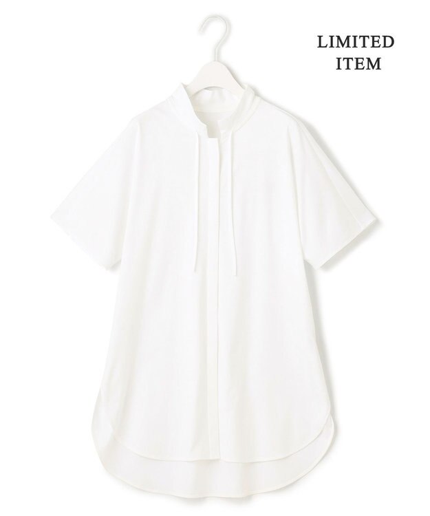 ICB 【WEB限定】ブラウスライクスムース スタンドカラーカットソー オフホワイト系