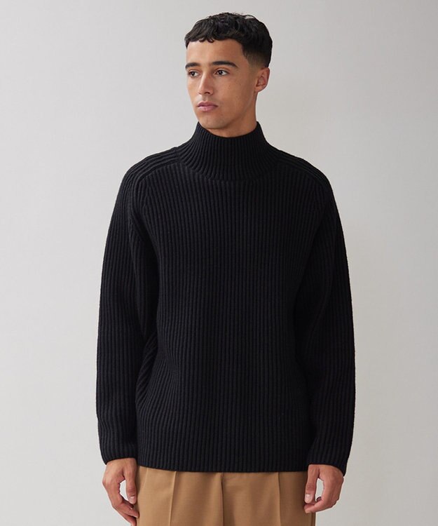 UNFILO MENS バルキー タートルネック ニット ブラック