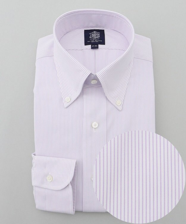 J.PRESS MEN 【PREMIUM PLEATS / 形態安定】マイクロストライプ ドレスシャツ / B.D. ライラック系1