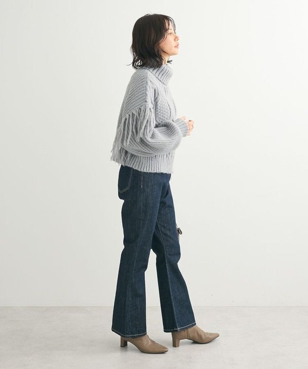 Green Parks ・ｓｗｉｎｇ　ｂｙ　フリンジタートルニット Gray