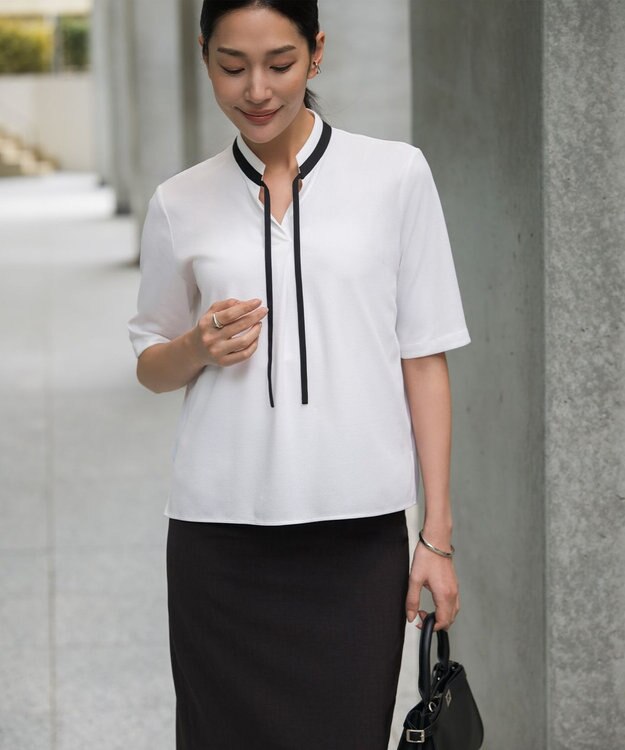 ICB 【先行予約】 スパンプラチナムジョーゼット ナロータイカットソー オフホワイト