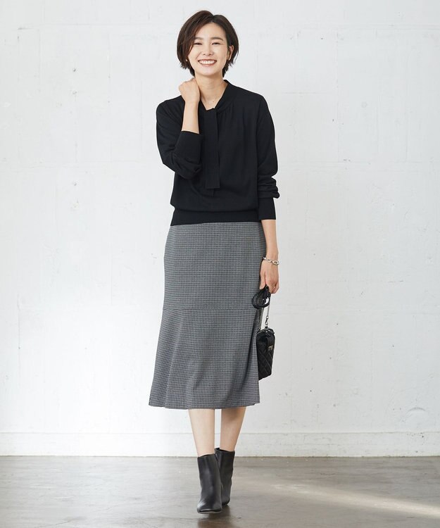J.PRESS LADIES S 【洗える】ジャカード フレアー スカート ブラック系5