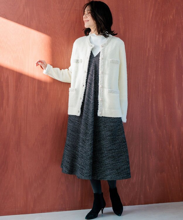 組曲 ツイードニット ジャケット アイボリー系