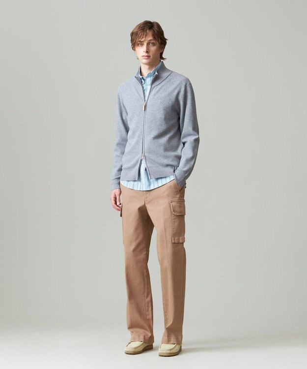 J.PRESS MEN 【ストレッチ性 / イージーケア】【FLEX YARN】フルジップニットカーディガン ライトグレー系