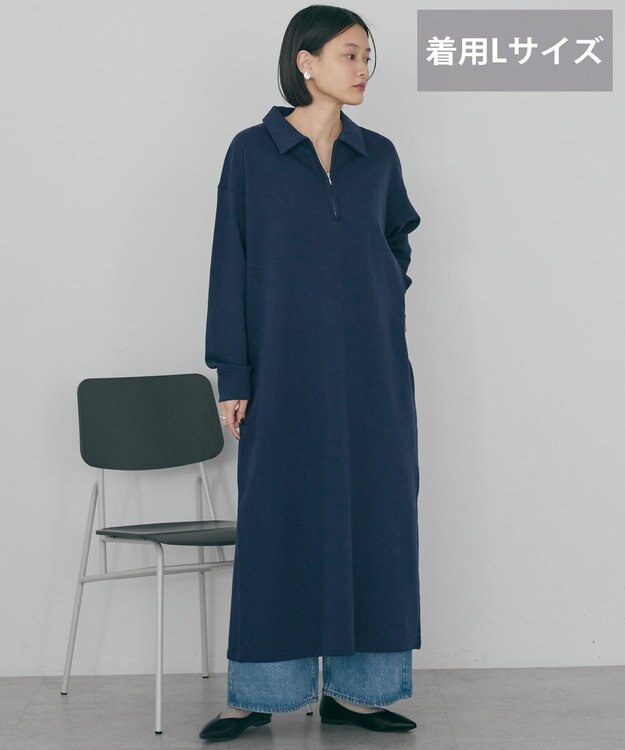 AMERICAN HOLIC 【選べる丈】ハーフZIPワンピース Navy