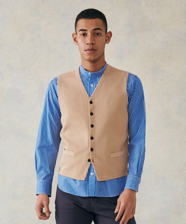 J.PRESS MEN 【High twist links】ニットベスト ベージュ系