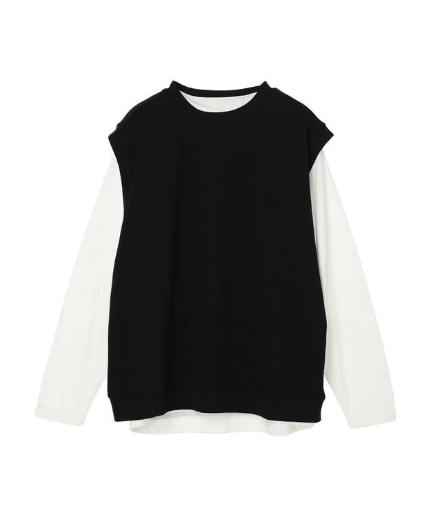 CRAFT STANDARD BOUTIQUE 梨地カットベスト＋Ｌ／Ｓ　ＴＥＥーＳＥＴ Black