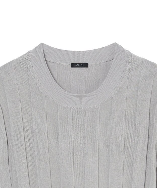 JOSEPH 【WEB&OUTLET限定・洗える】コットンシルクリブ　ラウンドネックニットティー Light grey
